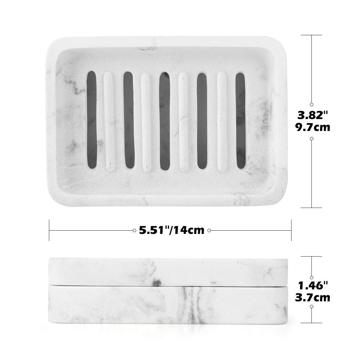 Porte-Savon en Résine, Support de Savon avec Planche de Bambou, Plateau de Rangement avec Double