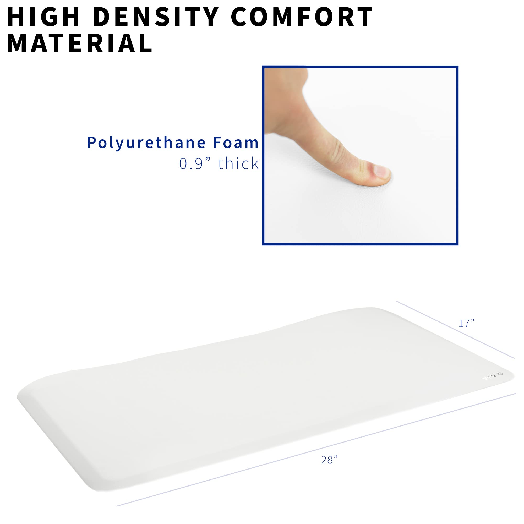 VIVO Anti-Fatigue 28 x 17 inch Comfort Mat for Standing Desks, Sit Stand Ergonomic Foot Support, White, MAT-F-V28DW