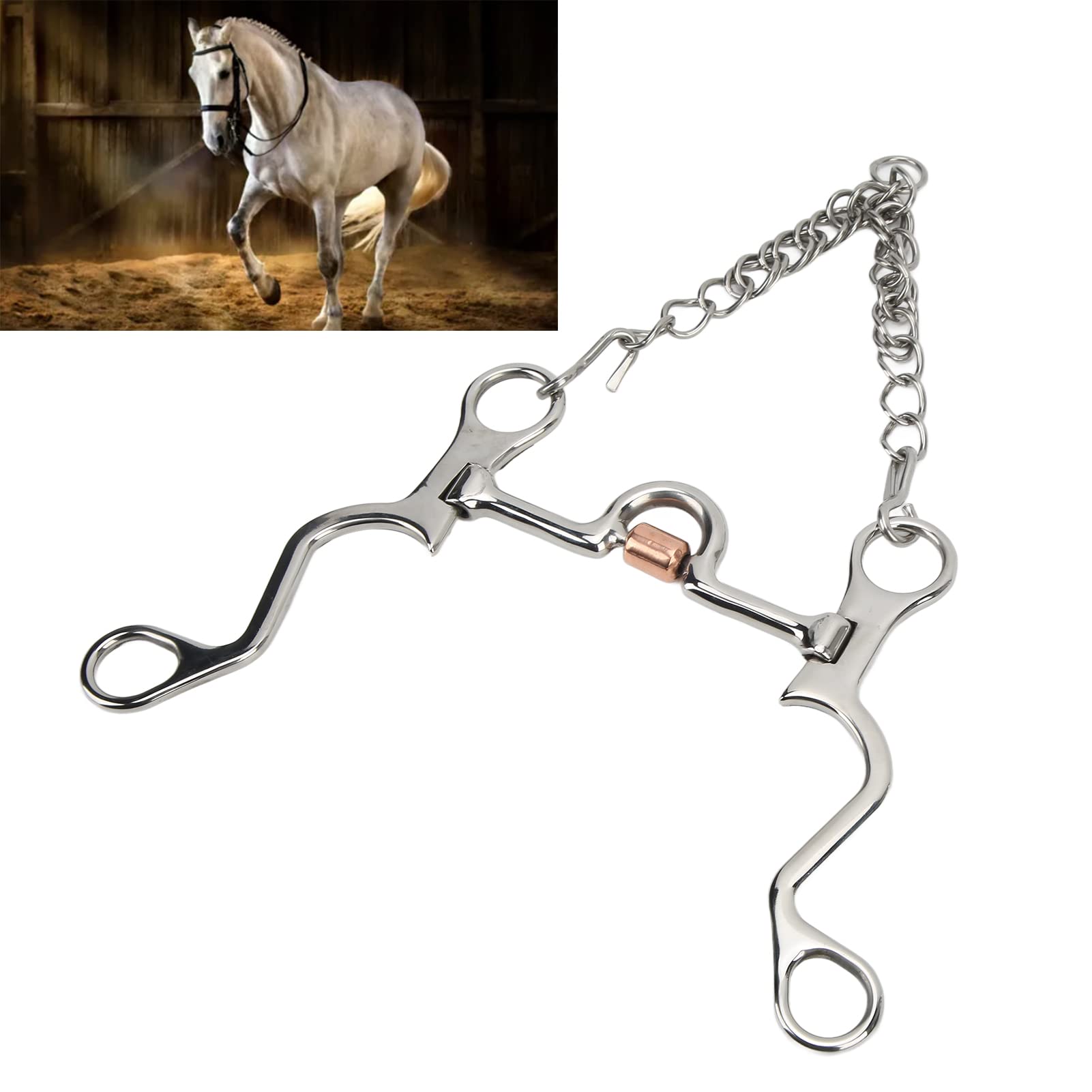 Tnfeeon Morso per Cavallo, Morso Pelham in Acciaio Inossidabile per Equitazione (130 MM)