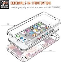 Vista 3 de Yerebel Funda para iPod Touch 6Touch 5Touch 7 con protector de pantalla de vidrio templado, diseño floral a prueba de golpes, carcasa protectora
