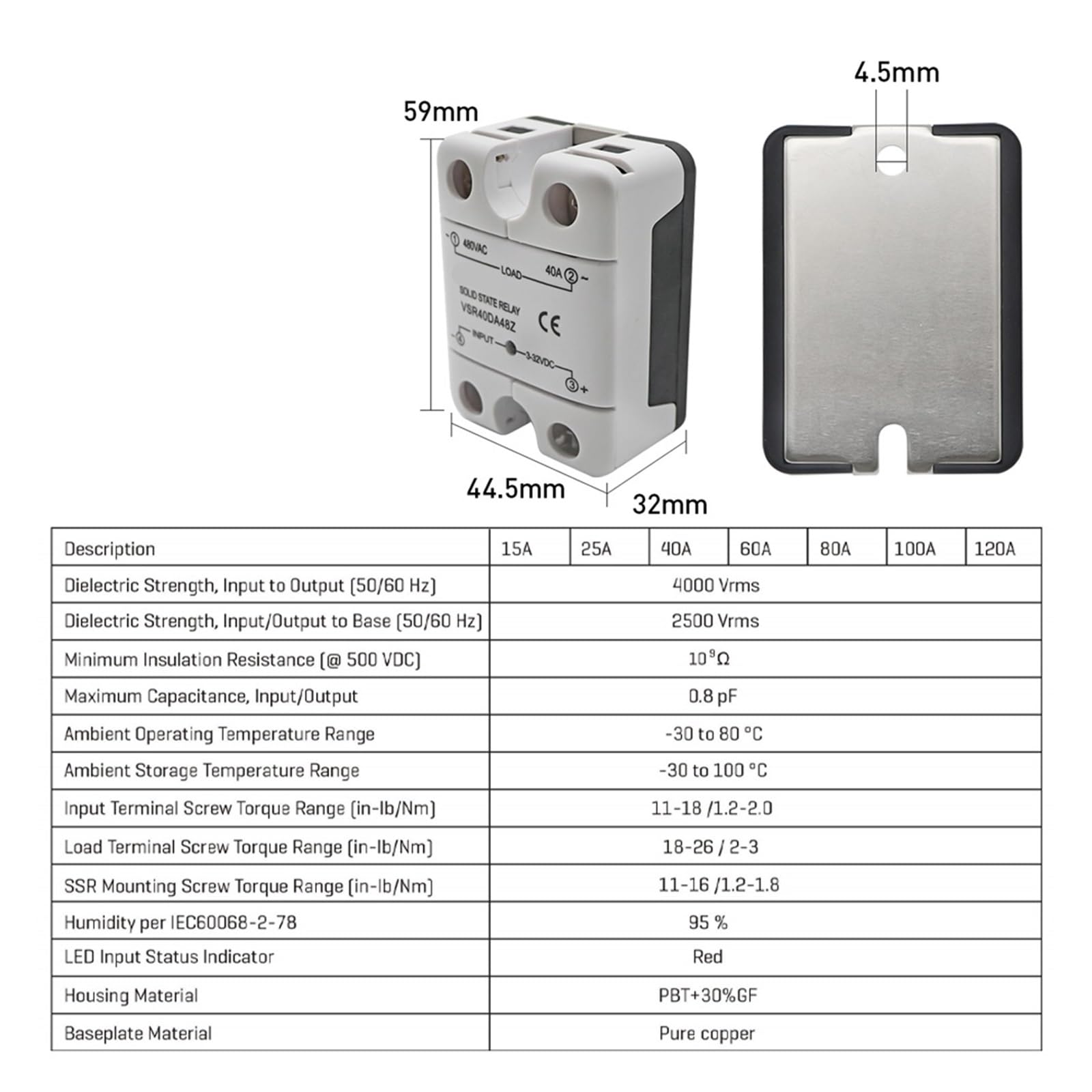 Relè a stato solido SSR-25DA SSR-40DA SSR SSR 10A 40A 60A 80A 100A Modulo relè a stato solido Ingresso DC3-32V Uscita AC24-480V Controllo temperatura PID(48-660VAC,60DA Random)