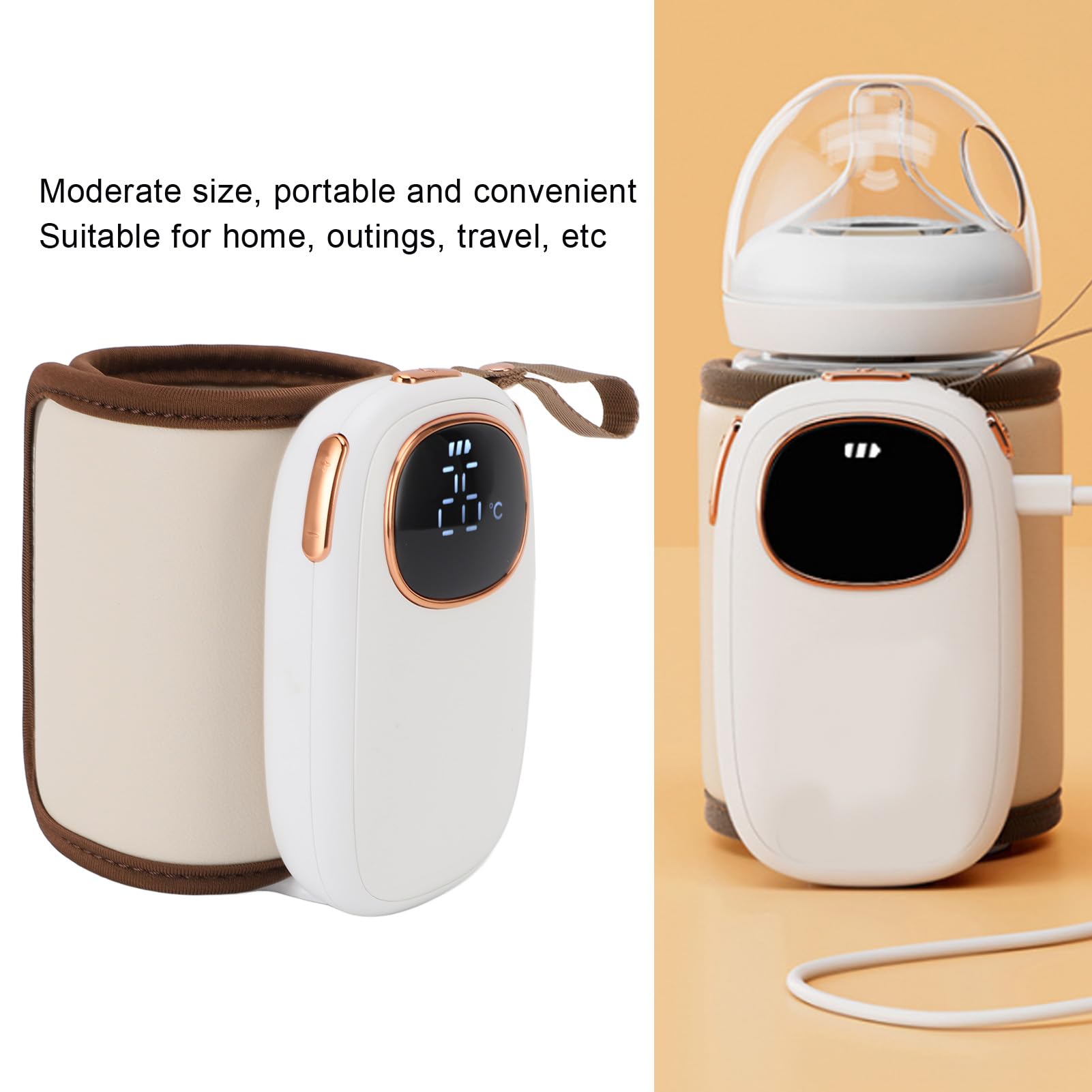 Naroote Scaldabiberon, Scaldamilchio Portatile Ricaricabile Tramite USB con Funzione Termostato, Potente Potenza di 18 W, Riscaldamento Rapido, Design Avvolgente, per I Viaggi
