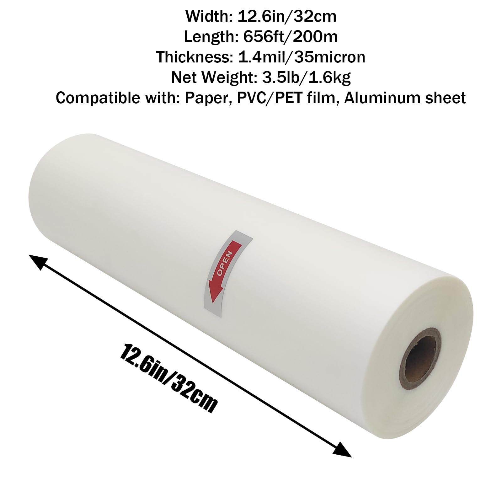 INTBUYING BOPP Soft-Touch Laminating Film - 12.6x656 Ft Glue-Based Roll For Laminators