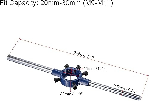 Miniatura 2 de uxcell Juego de llaves de mango redondo, troquel de rosca UNF 3/8-24 y soporte de troquel de 1.181 in (Compatible con: 0.787 in-1.181 in OD Die /