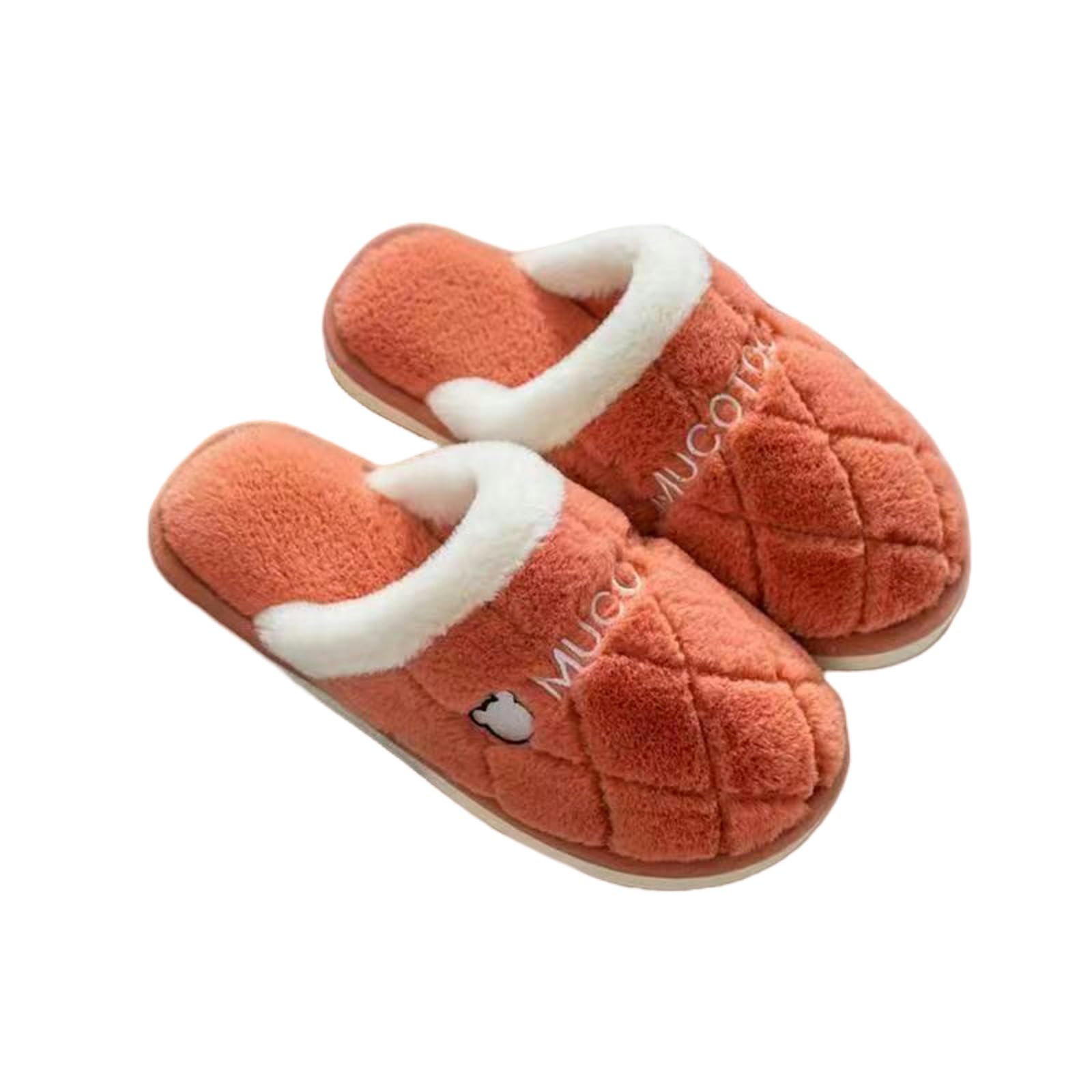 Ciabatte Donna Invernali Pantofole Uomo Autunno Inverno - Morbide, Calde, Antiscivolo, Peluche, Ideali per Casa E Interni-orange-38-39