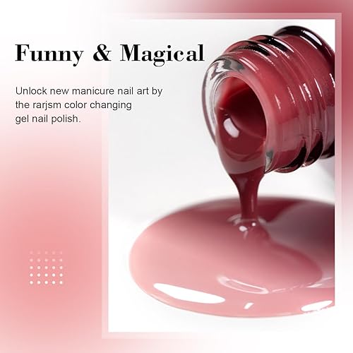 Miniatura 4 de RARJSM Esmalte de uñas de gel que cambia de color, color rojo burdeos a rosa nude, 0.5 onzas líquidas, esmalte de uñas en gel que cambia el estado