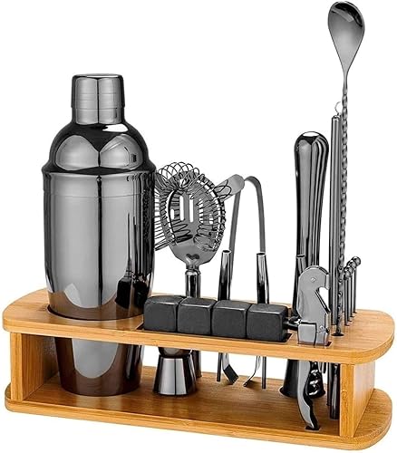 ONOTEC Kit de camarero con soporte, juego de coctelera de acero inoxidable con herramientas de barra de acero inoxidable, para regalo de Navidad,