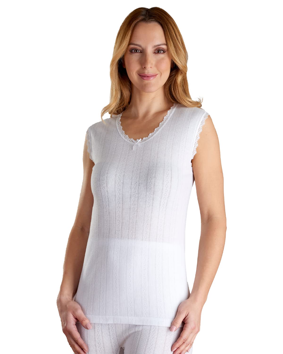Slenderella Women's White Vedonis Sleeveless Vest Top Vuw801 Medium