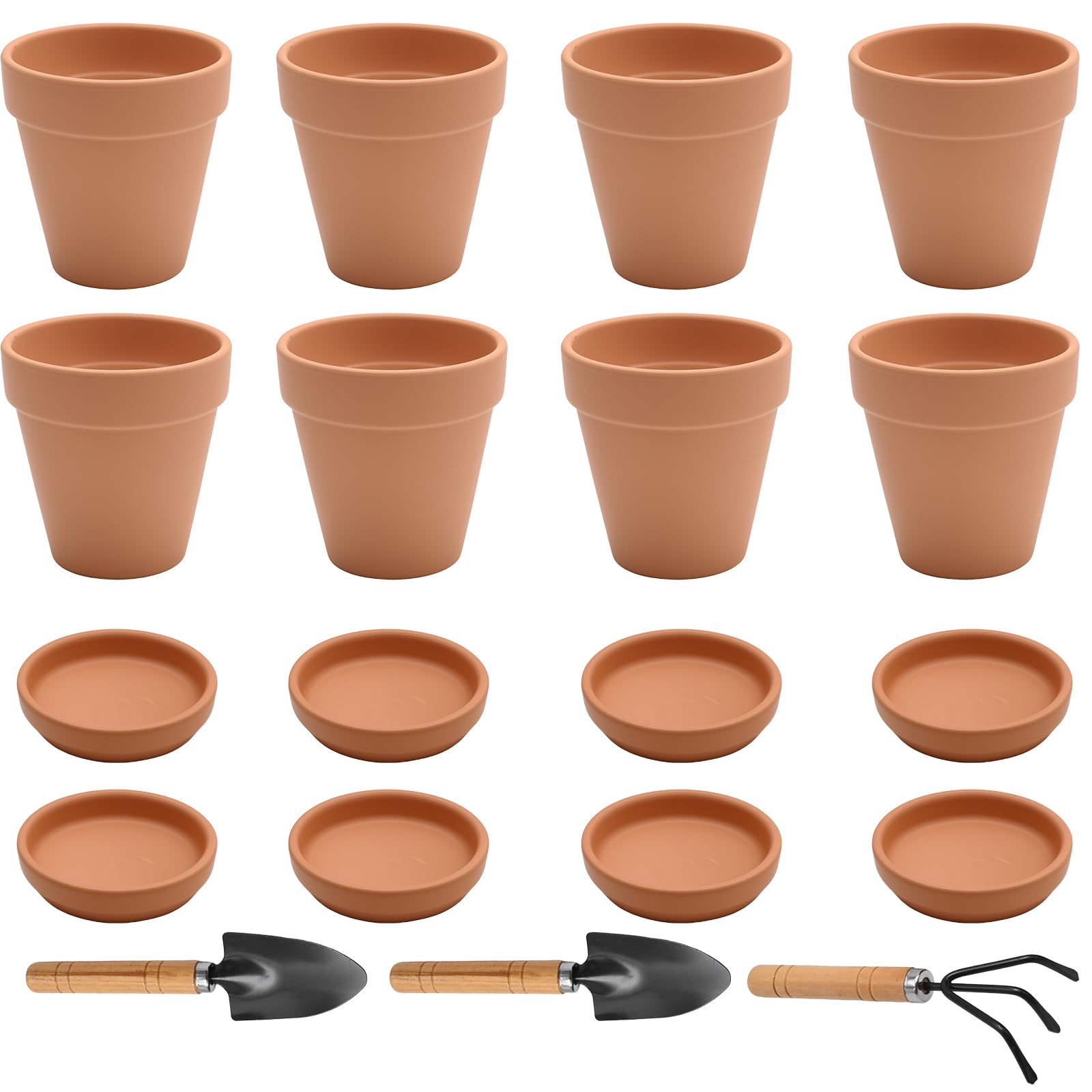 Hoypeyfiy 8 mini vasi in terracotta, 8 x 8 cm, con sottovaso e foro di scarico, per regali di nozze botanici