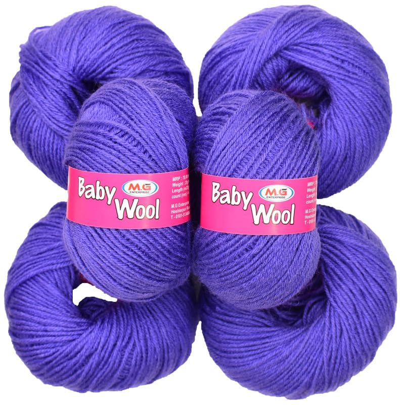 M.G ENTERPRISE 100% Acrylic Wool Iris 10 Pc Baby Wool 4 ply Wool Ball Hand Knitting Wool/Art Craft Soft Fingering Crochet Hook Yarn-RR Art-GD