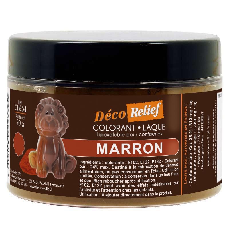 Déco Relief - Colorant Liposoluble Marron - Colorant Alimentaire 20 g