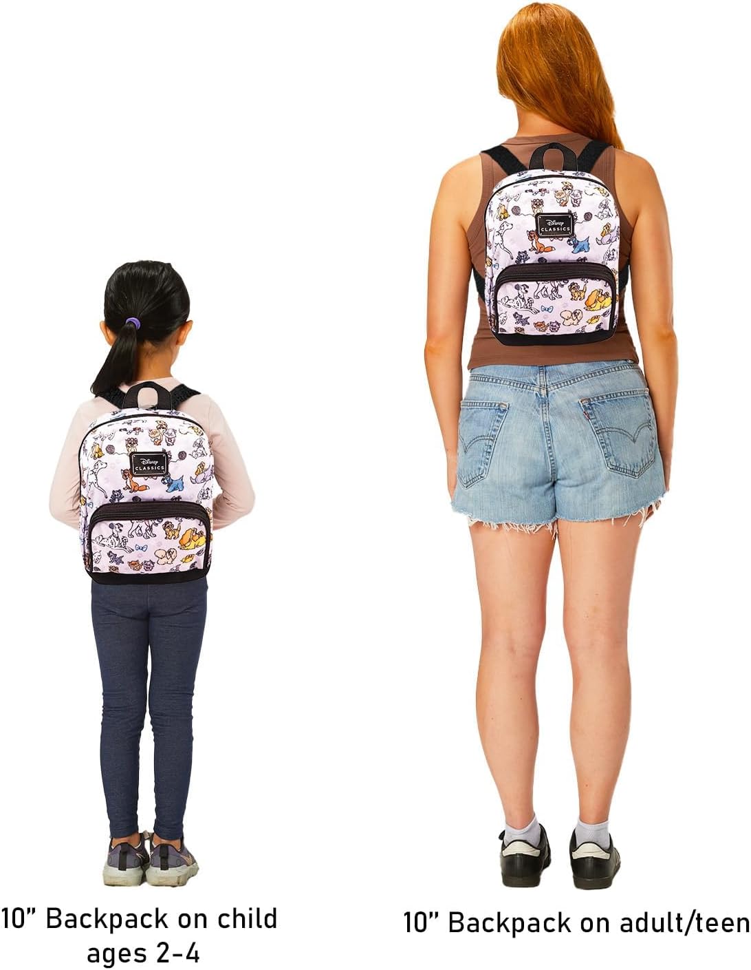 Disney Cats and Dogs Mini Backpack - 10" Exclusive Woven Small Backpack with Front Pocket | Adjusts to Fit Women, Teens, Girls, Kids - Image 6
