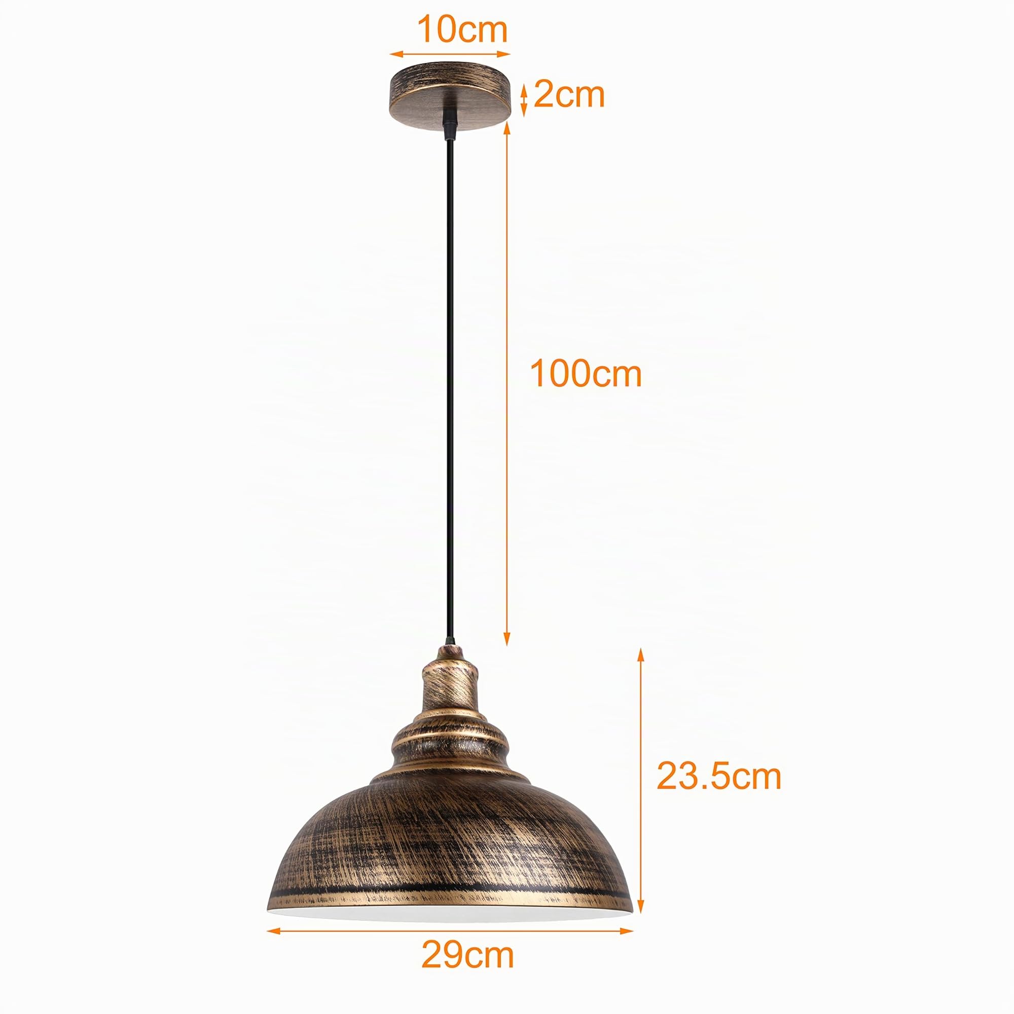 iDEGU 2 Pcs Lampadari a Sospensione Vintage Industriale, Lampadario In Ferro Lampadario Soffitto E27 per Ristorante Sala da pranzo Cucina - Diametro 29 cm, Ruggine e Rame