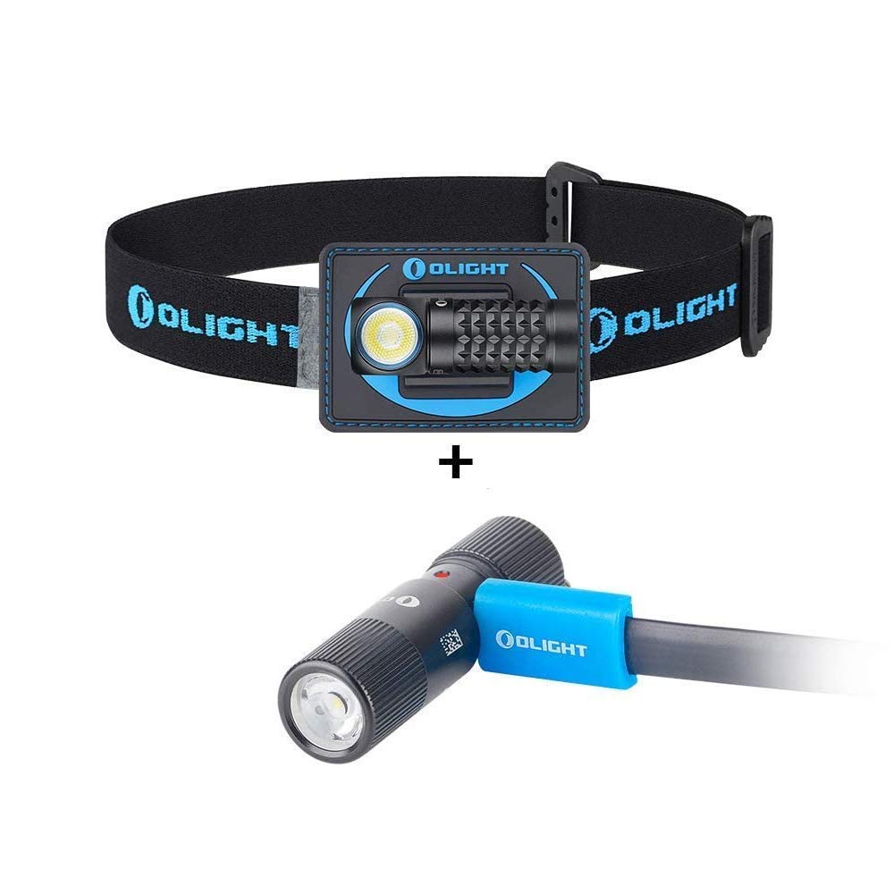 OLIGHT Perun Mini 1000 Lumens Compact Headlamp Bundle with I1R 2 Eos 150 Lumens Tiny Rechargeable Keychain Light with Built-in Battery, USB Charging Cable