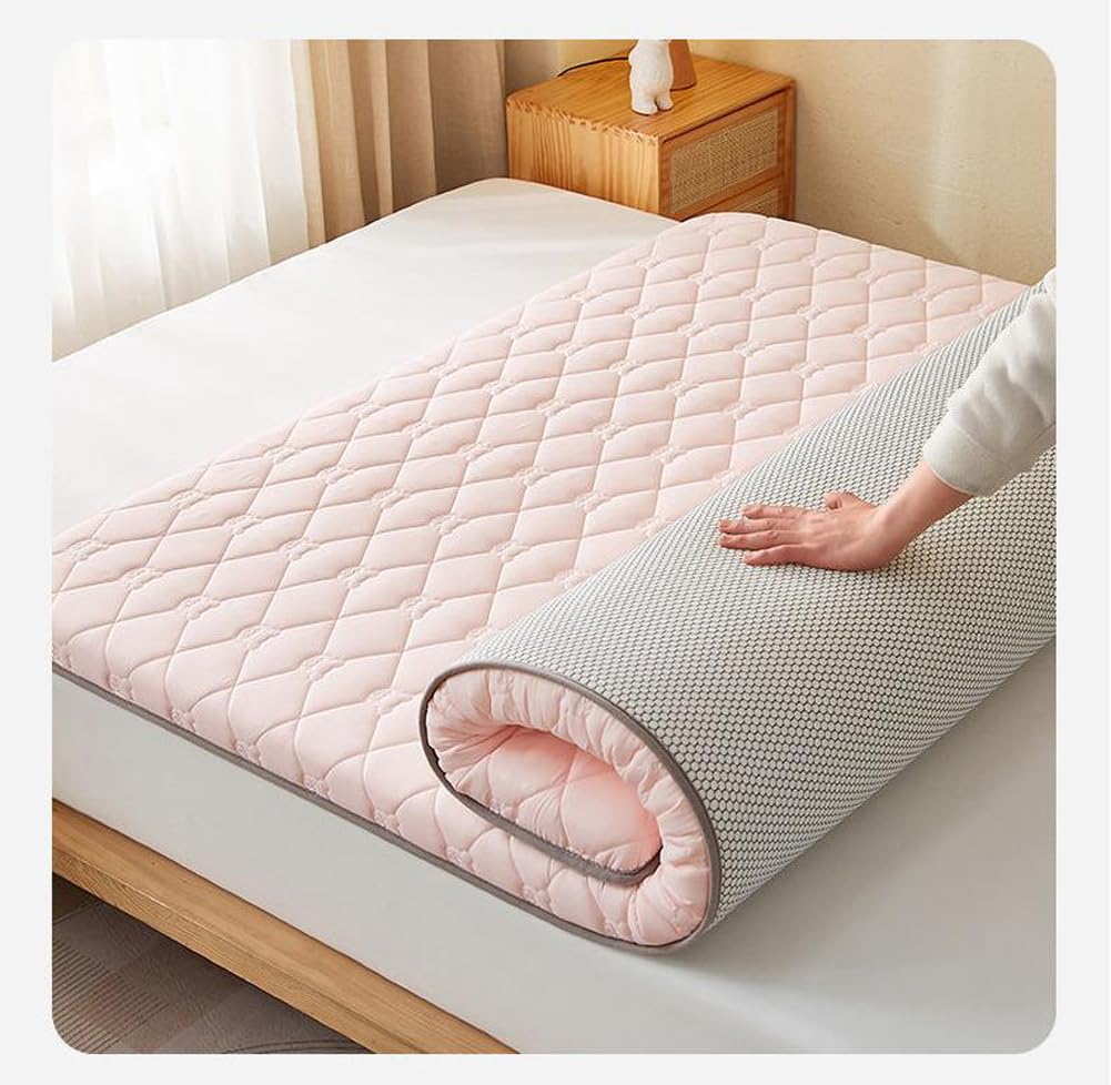 Materassino futon giapponese, singolo, matrimoniale, king size, pieghevole, tatami, portatile, per dormitorio da campeggio (bianco, 80 x 190 cm)