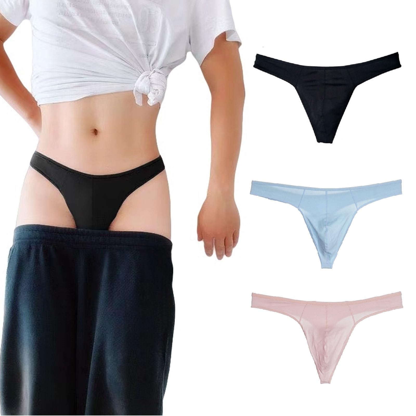 WOWSKY Mens Cotton Thong Sports T-Back - Comfortable and Stylish 3 Pack