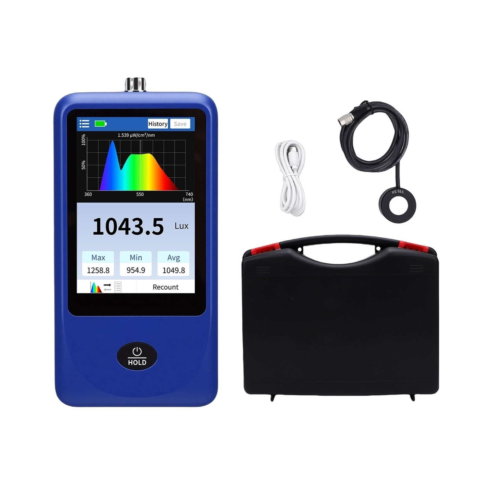 Spectrometers, Light Spectrum Meter Handheld Spectrometer Illuminometer Curve Display 1 Million Lx Range Measure Spectral Illuminance