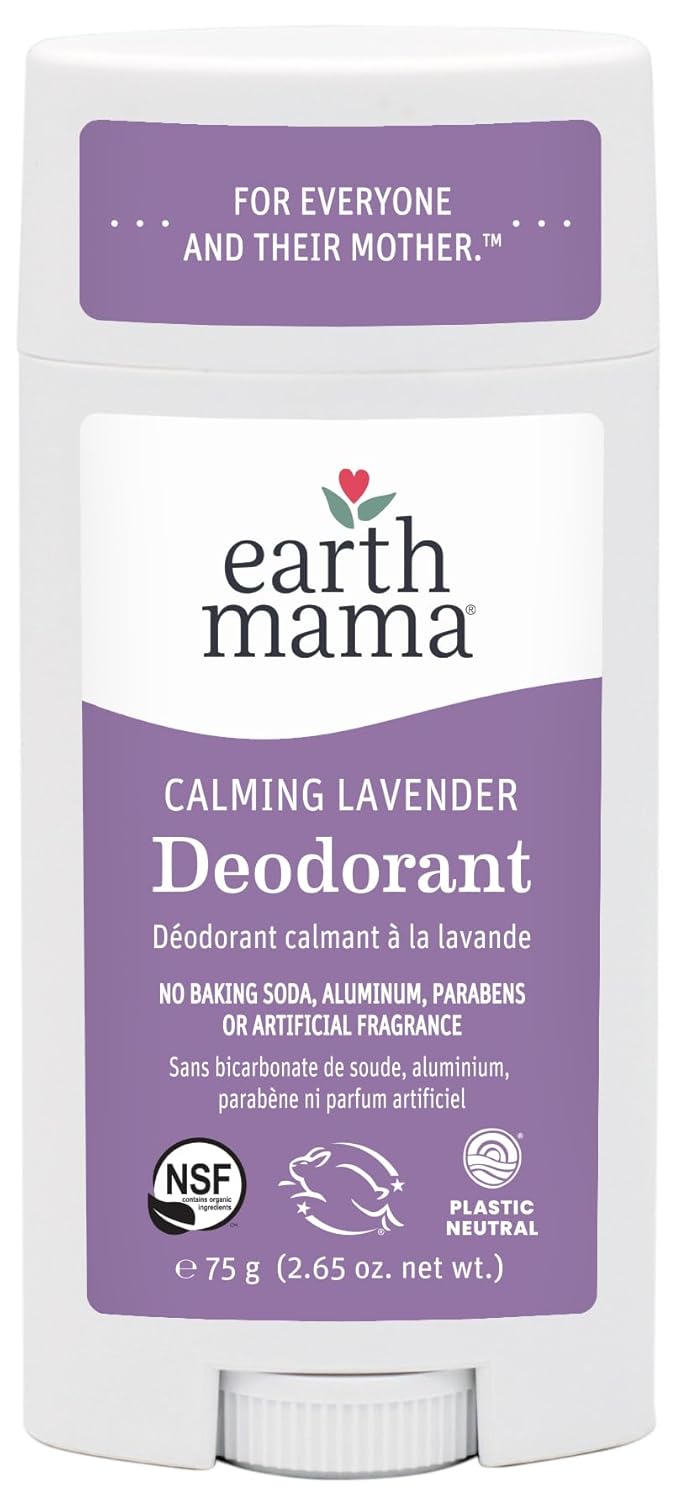 Earth Mama Calming Lavender Deodorant Safe for Sensitive Skin, Pregnancy and