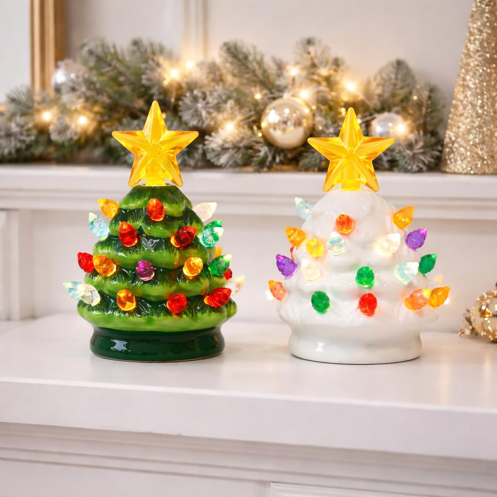 Amazon.com: MOMENTS IN TIME Ceramic Christmas Tree Set of 2 Mini