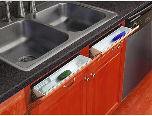 Miniatura 7 de Aiwaiufu Juego de bandejas delanteras para fregadero de cocina, juego de bandejas de polímero de 14 pulgadas, color blanco (paquete de 2)