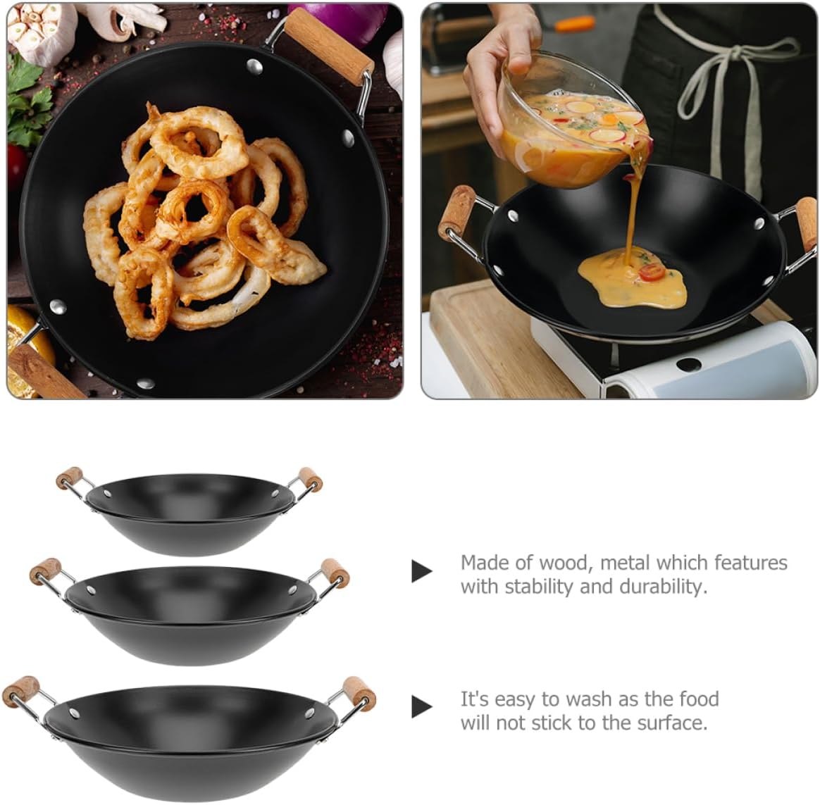 3pcs Cooking Pot Lids for Small Hot Pot Wooden Tripod Thickened Double Handles