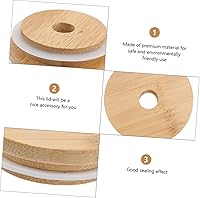 Vista 9 de UPKOCH Tarro de conservas para tarros de yogur, 4 unidades, tapas de bambú, tapa de tarro de vidrio, tapa de madera