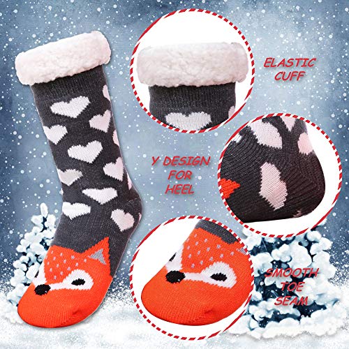 Dyw Womens Sherpa Winter Fleece Lining Knit Animal Socks Non Slip Warm Fuzzy Cozy Slipper Socks (Fox) #TOP3