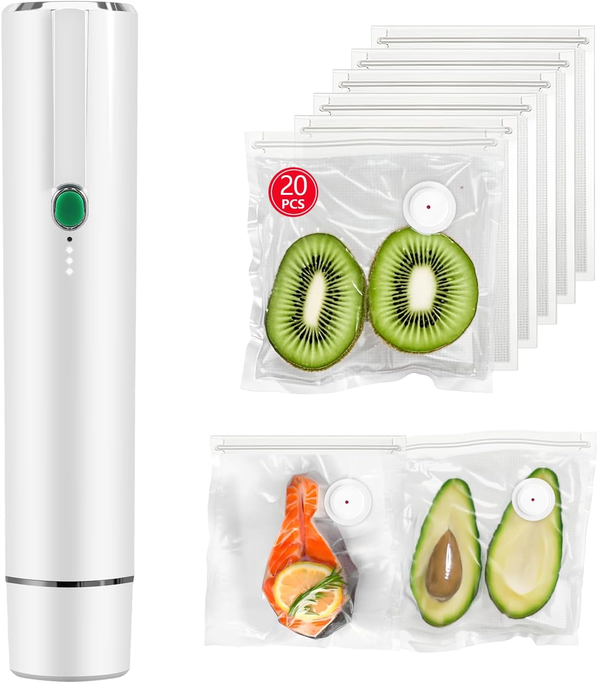 Vacuum Sealer, vacuum sealer for food, handheld vacuum sealer, compact vacuum sealer(Vacuum Sealers+ 20 reusable vacuum seal bags)