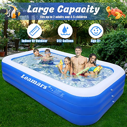 Loamars Inflatable Pool For Adults, 120 * 72 * 22 Inch Inflatable Swimming Pool For Kids, Full-Sized Thickened Family Blow Up Pool, Extra Large Kids Pools For Backyard, Garden, And Summer Water Party #TOP1
