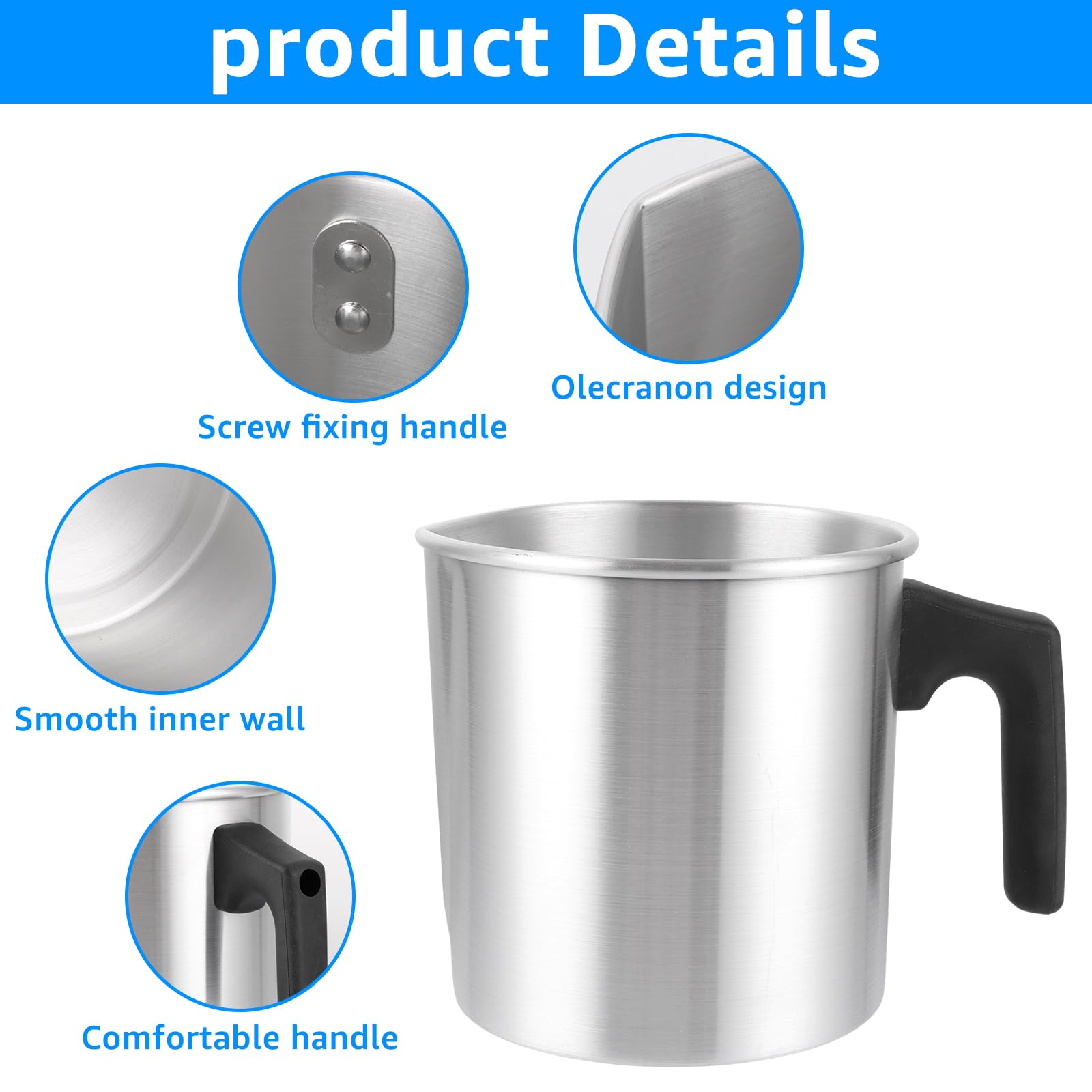 ZOFUN Lot De 2 Pots De Fusion De Cire 1,2 L - Avec Poignée Anti-Brûlure Et Bec Verseur - Idéal Pour Bougies Et Savons Maison