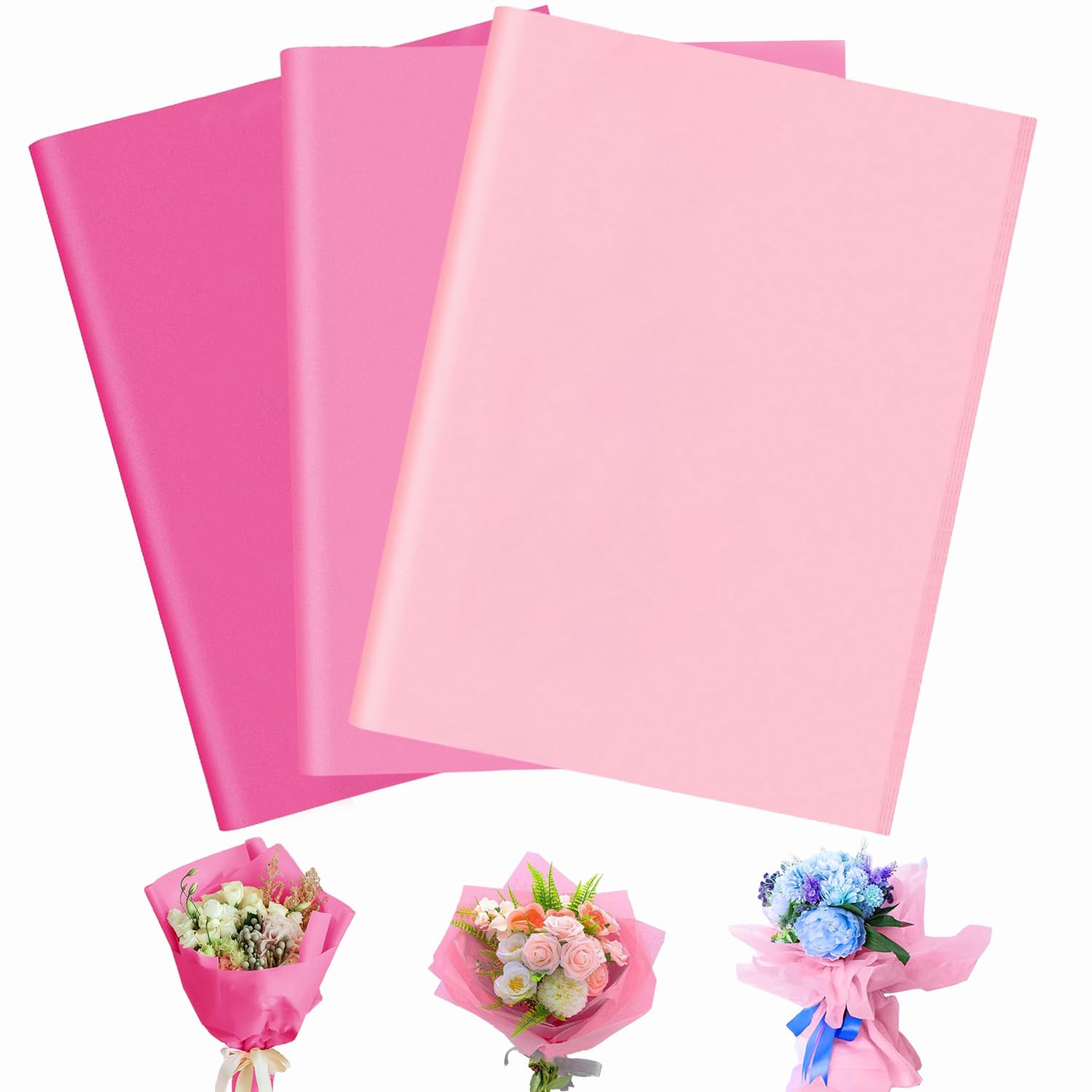 Jwssor Pink Tissue Paper,30sheets Pink Wrapping Paper,50x35cm Multi Colored Tissue Paper