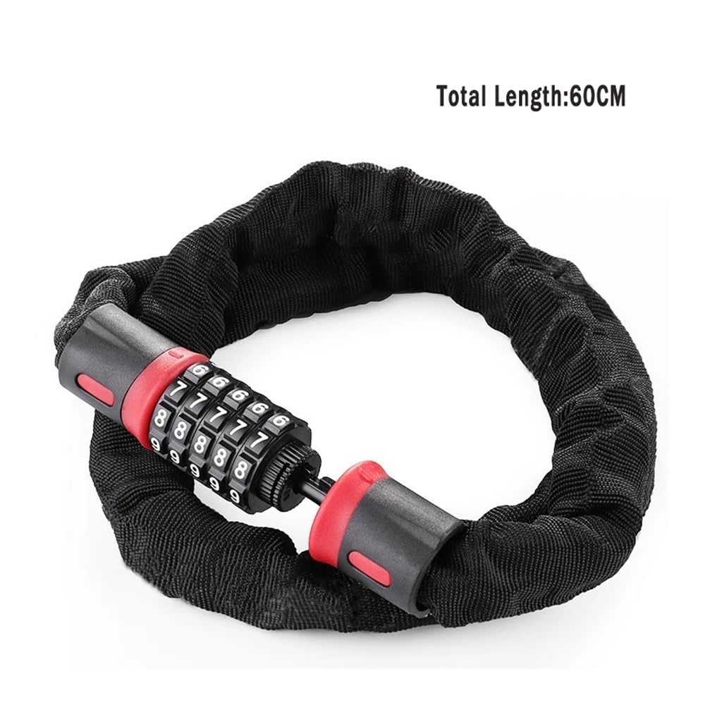 Candado de cadena for bicicleta antirrobo alta seguridad, con contraseña reiniciable, for, motocicleta y scooter, cable duradero Candado para bicicleta(Red 90CM)