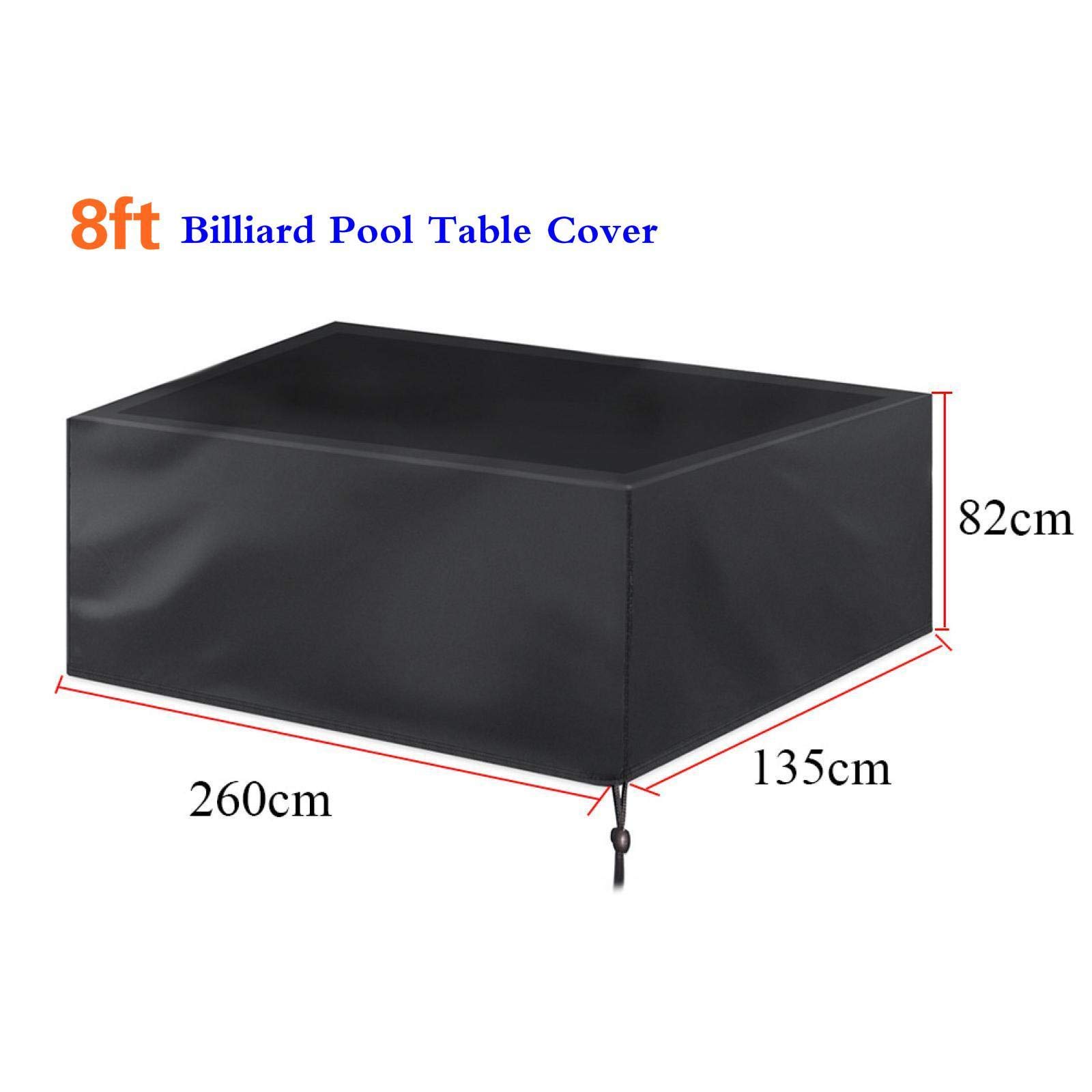 Billard Abdeckung, Billardtisch Staubschutz Mit Kordelzug, 7ft/8ft/9ft, 210D Oxford Schwarz