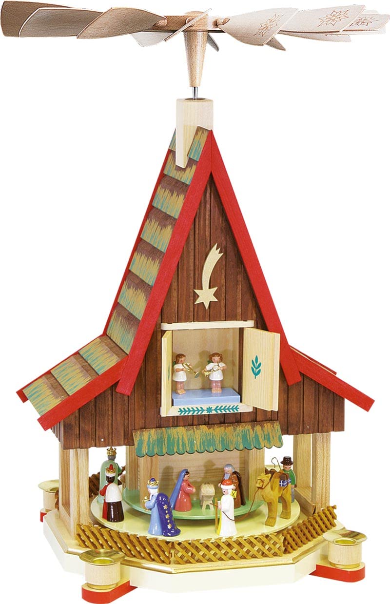 Christmas Pyramid Advent House, height 53 cm / 21 inch, original Erzgebirge by Richard Glaesser Seiffen