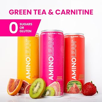 AminoLean Sugar Free Energy Drink with Natural Green Tea + BCAA Amino Acids