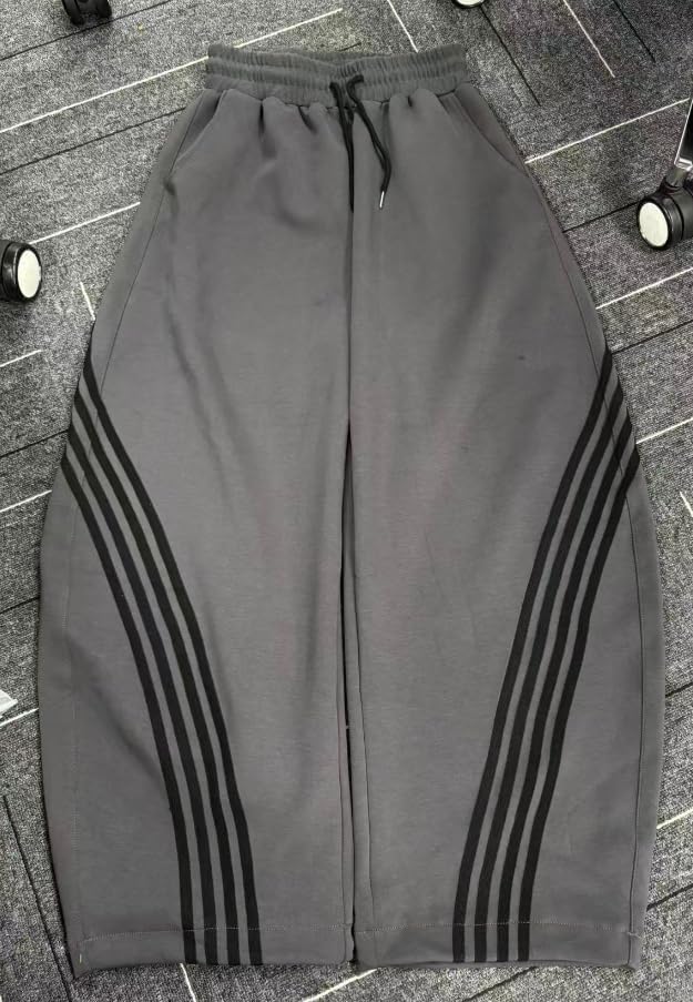 EMMIOL Women’s Y2K Baggy Striped Sweatpants, High Waisted Wide Leg Barrel Pants, Joggers with Drawstring Waist and Cuffs - Image 5
