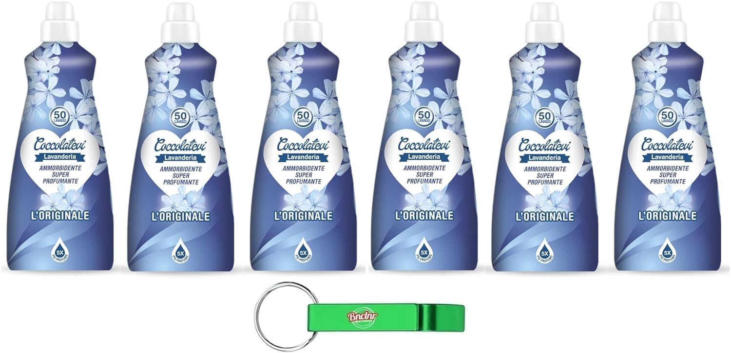 Coccolatevi Ammorbidente Super Profumante L'Originale,Suavizante súper perfumado, ropa perfumada y suave, 50 lavados, 1250 ml + llavero Beni Culinari gratuito