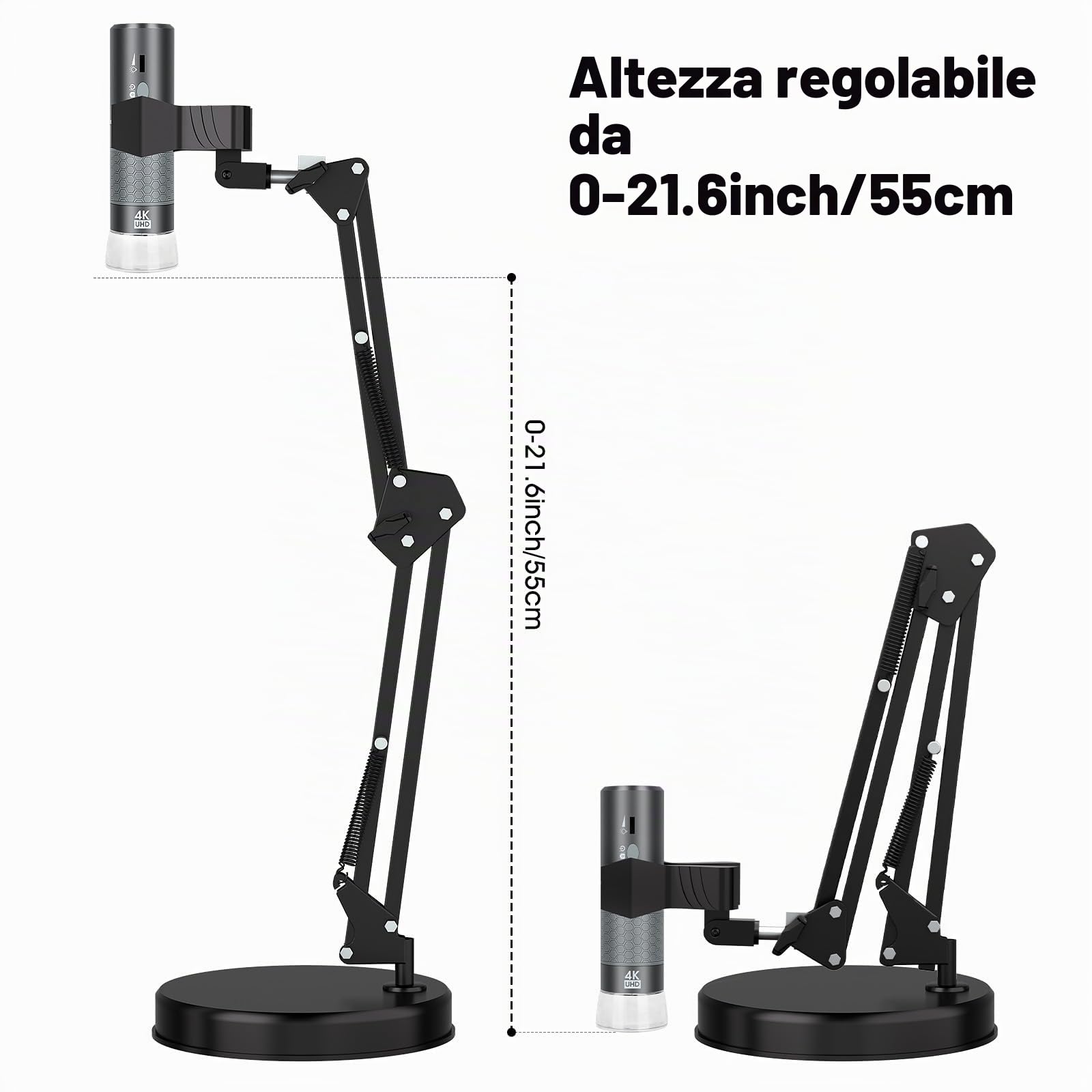 Microscopio digitale WiFi 4K per iPhone Android Phone e Windows Mac Linux Chrome, HD 3840 x 2160p wireless microscopio fotocamera con supporto regolabile per adulti e bambini