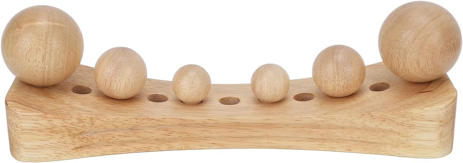 Psoas Muscle Release Tool, Body Massage Tool with 6 Massage Heads, Trigger Point Wood Massager Muscle Stretcher Device for Occipital, Cordus, Back