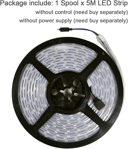 Miniatura 5 de Tira de luz LED súper brillante de 12 V, doble fila 600 LED, manga impermeable IP67, sin fuente de alimentación (conmutación de 7 colores RGB)