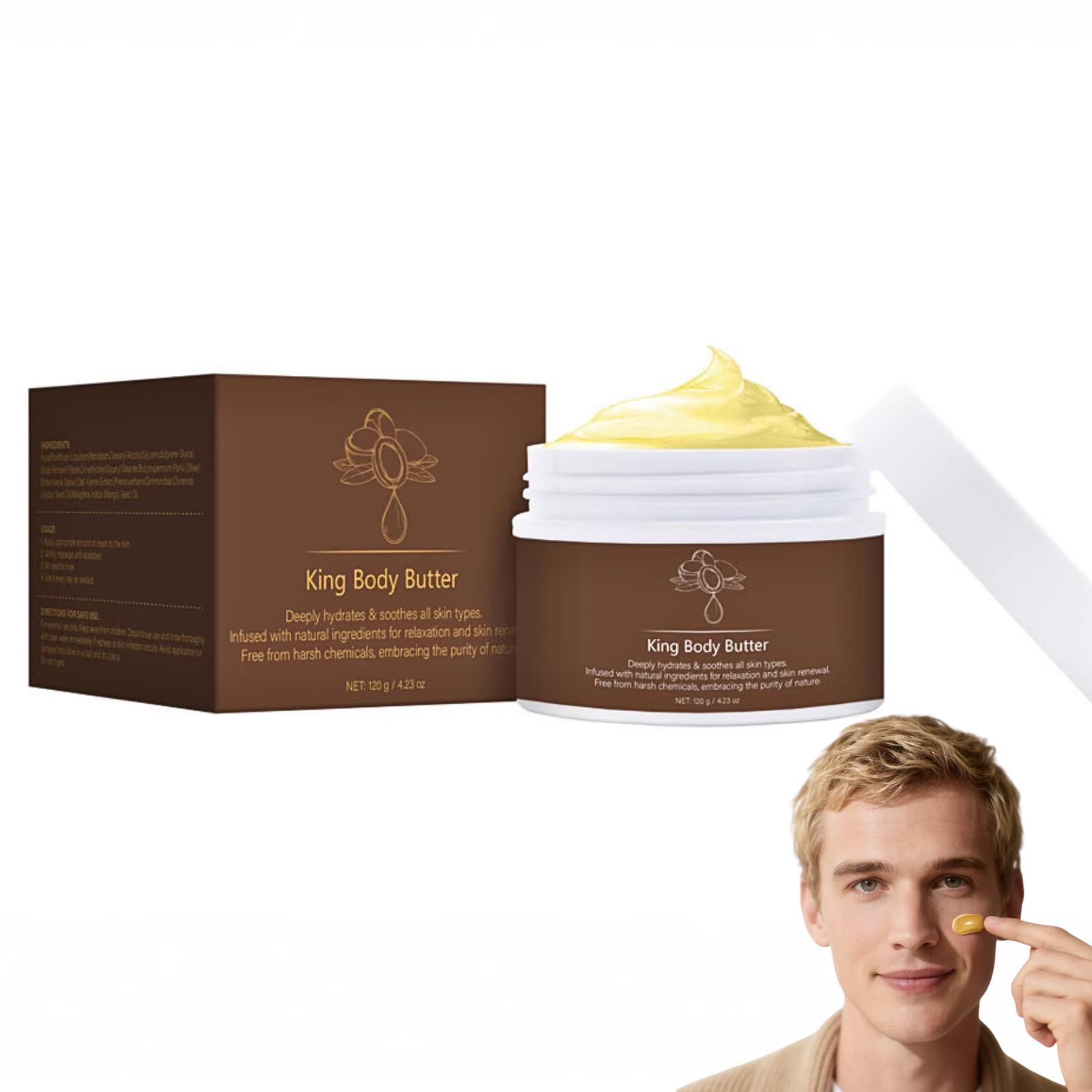 Body Butter For Men,Shea Butter Bo/dy Butter for Men and Women,K-ings Sk-in Body Butters For M/en,Infused with Organic Shea & Mango Butters,Intense Hydration for Dry,Rough Skin