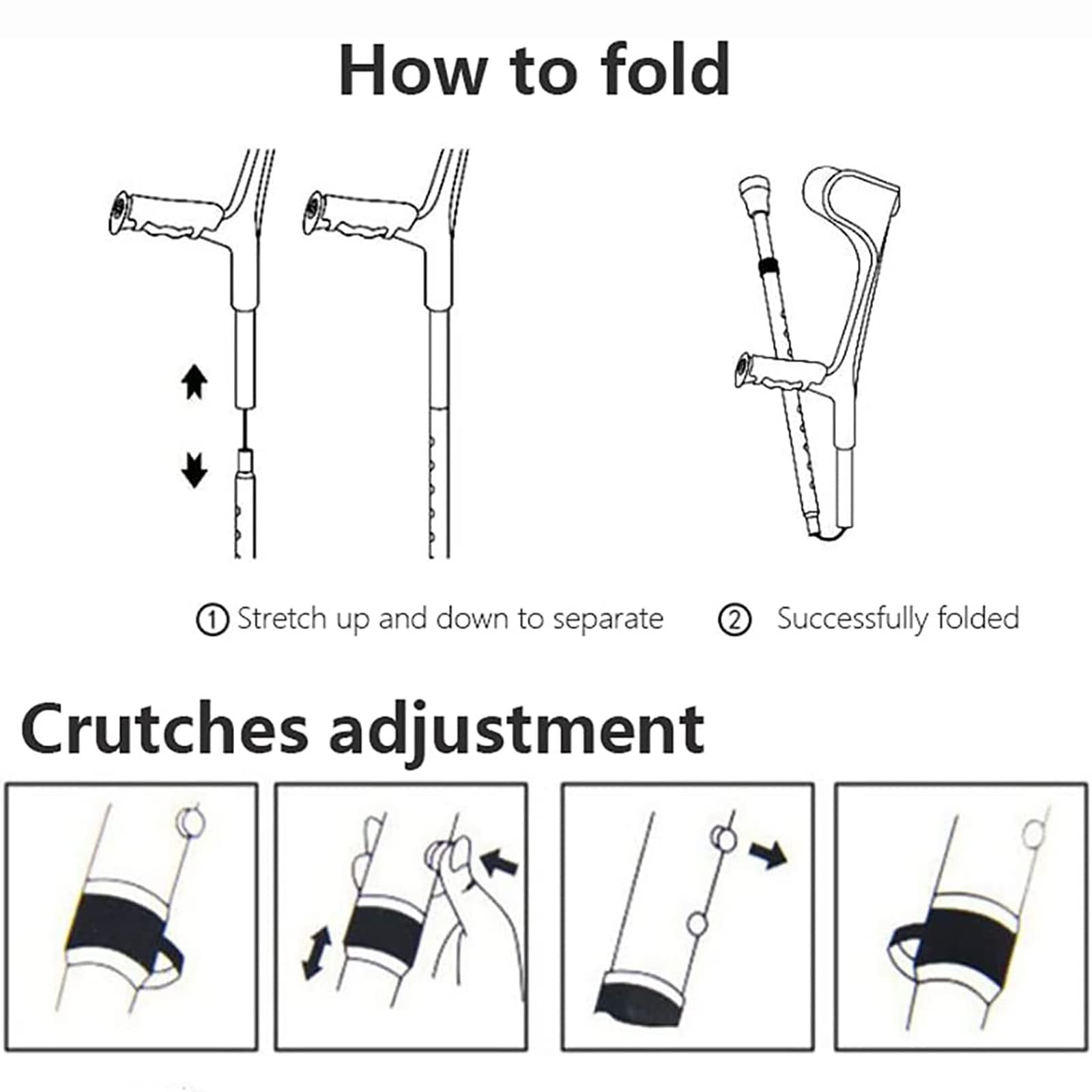 Muletas de antebrazo Ajustables con puño Abierto, muletas de Codo Plegables portátiles para Adultos, Hombres, Mujeres, Bastones de aleación de Aluminio, rodamiento de 220 Libras. (Color : C)