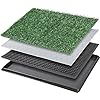 Dog Grass Pet Loo Indoor/Outdoor Portable Potty, Dog Litter Box, Artificial Grass Patch Bathroom Mat and Washable Pee Pad for Puppy Training, Full System with Trays (Pet Training Tray, 20″x16″)