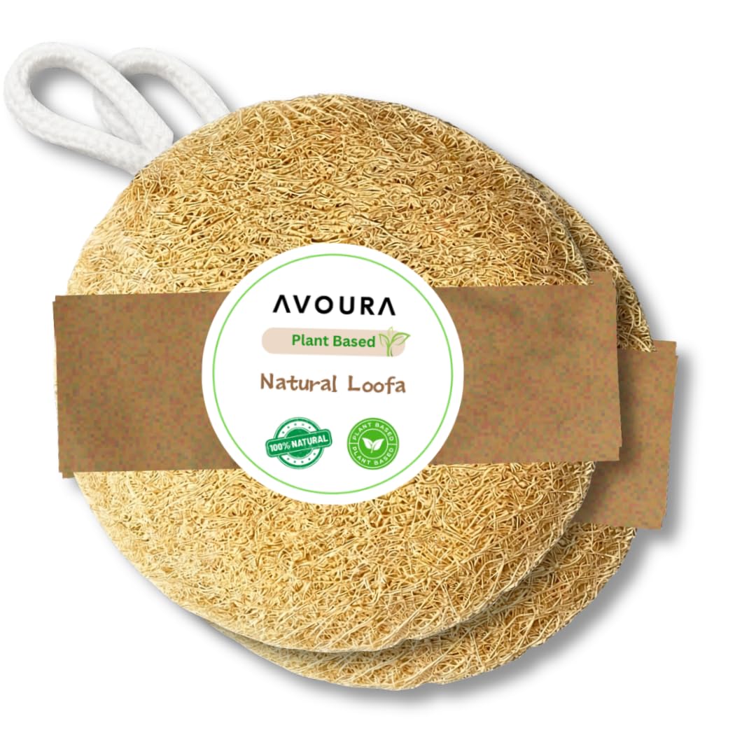 Avoura Natural Organic Sun Dried Bath Loofah | Body Sponge Scrubber for Bathing | Men & Women | Organic Luffa for Bath Shower Skin Exfoliation (Pack of 2)-picture-10