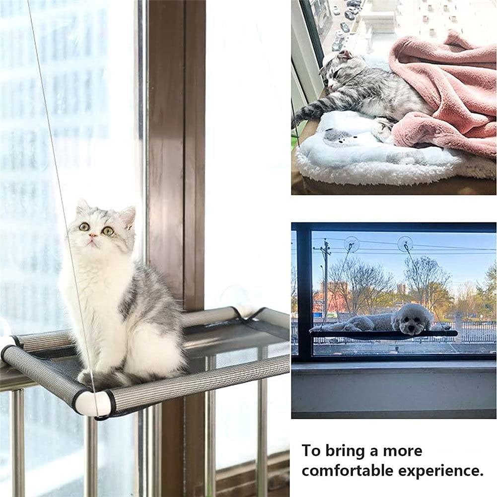 Amaca per gatti Cuccia appesa per animali Letti per gatti Ventosa Montata su finestra Posatoio Gatti Amaca Sedile in legno Sedile per animali Giocattoli da arrampicata Supporta fino a 17 kg llxyzrzbhd