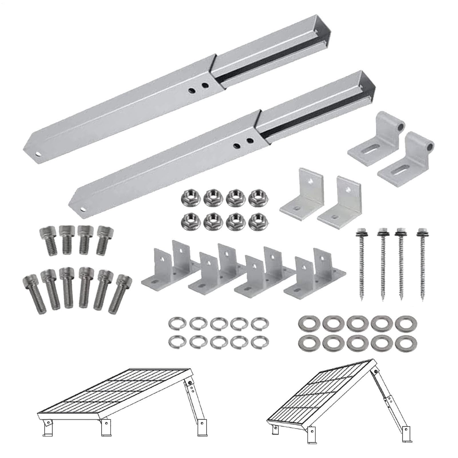 Kit de Montaje para Paneles Solares Estructura Ajustable de Aleación de | Kit Montaje Techo Paneles Solares con Ángulo Ajustable 15-30 Grados Para Exterior Techo Suelo