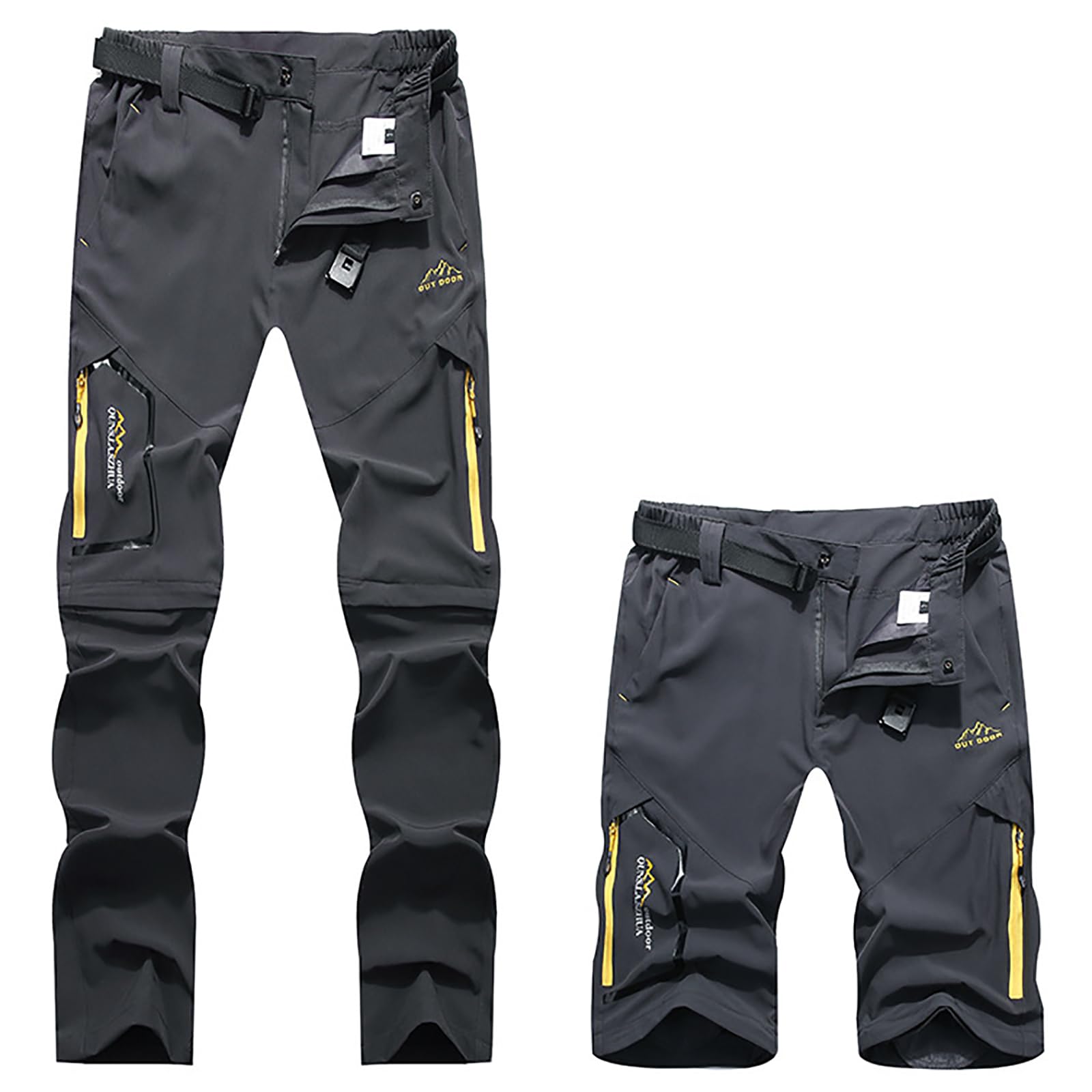 Pantalones Trekking Senderismo Hombres Montaña Pantalones Convertible Impermeable Secado RáPido Transpirable Pantalones(Size:5XL,Color:Gris)