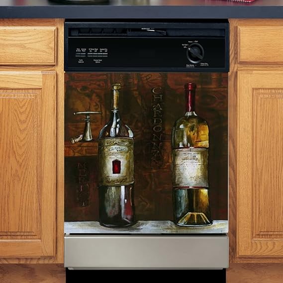 Dishwasher Door Cover Sheet, Vinyl Decorative Panel Decal for an Instant