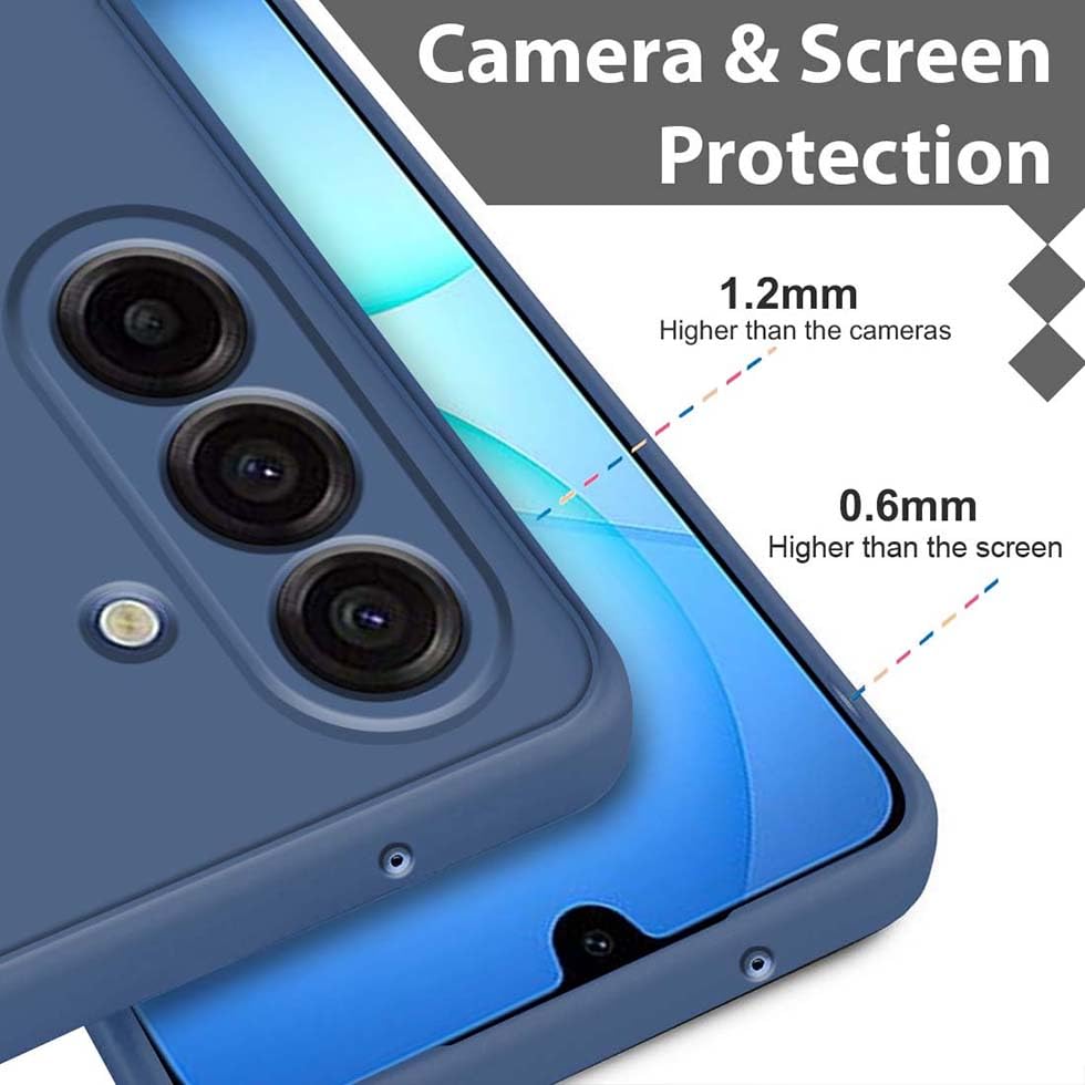 Image of Fashionury Liquid Silicon Back Cover for Samsung Galaxy M17 5G / Samsung Galaxy A17 5G / Samsung Galaxy F17 5G | Camera Protection | Inner Velvet Fabric | Anti-Fingerprint | Ultra Slim Case (Blue)