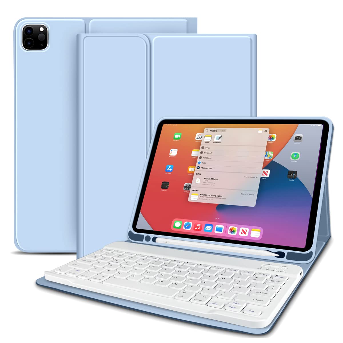 JKSML Case for iPad Pro 11 inch 4th/3rd/2nd/1st Generation (2022/2021/2020/2018) with Wireless Keyboard and Built-in Pencil Holder, [Auto Wake/Sleep] Smart Slim Stand iPad Case (Color Varies)